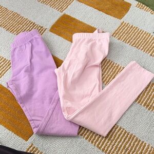 Bundle of two cat and Jack pastel pink and purple leggings size medium girls 8